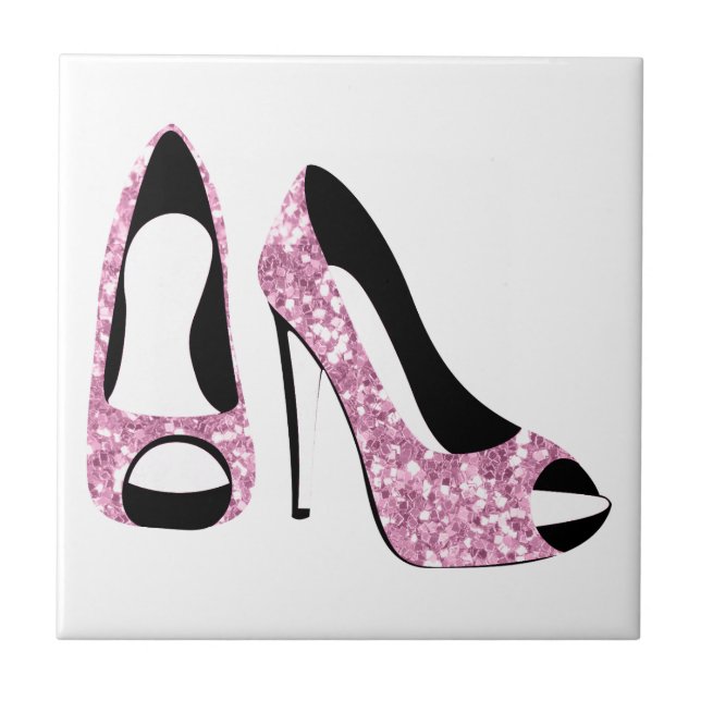 Azulejo De Cerâmica Glam Girly Pink High Heels (Frente)