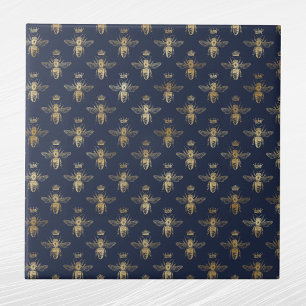Azulejo De Cerâmica Glam Marinho Blue Dourado Beers Crown
