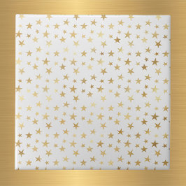 Azulejo De Cerâmica Glam White Dourados Stars