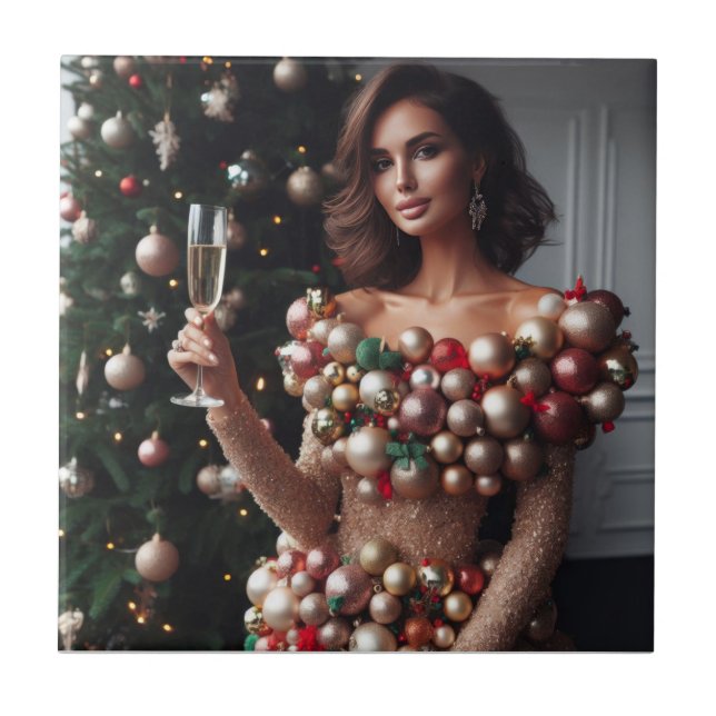 Azulejo De Cerâmica Glamor de Natal (Frente)