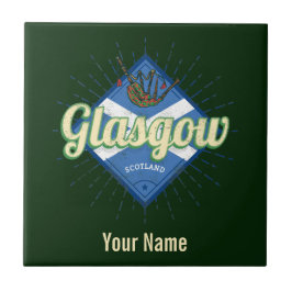 Azulejo De Cerâmica Glasgow UK City Scotland Retro Bagpipe Vintage