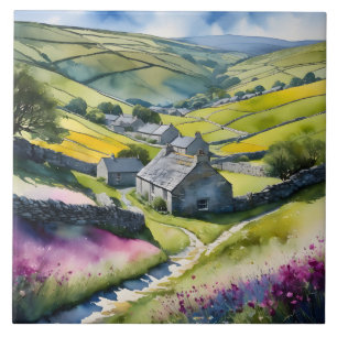 Azulejo De Cerâmica "Glen Garlands" Paisagem Yorkshire Dales Cena