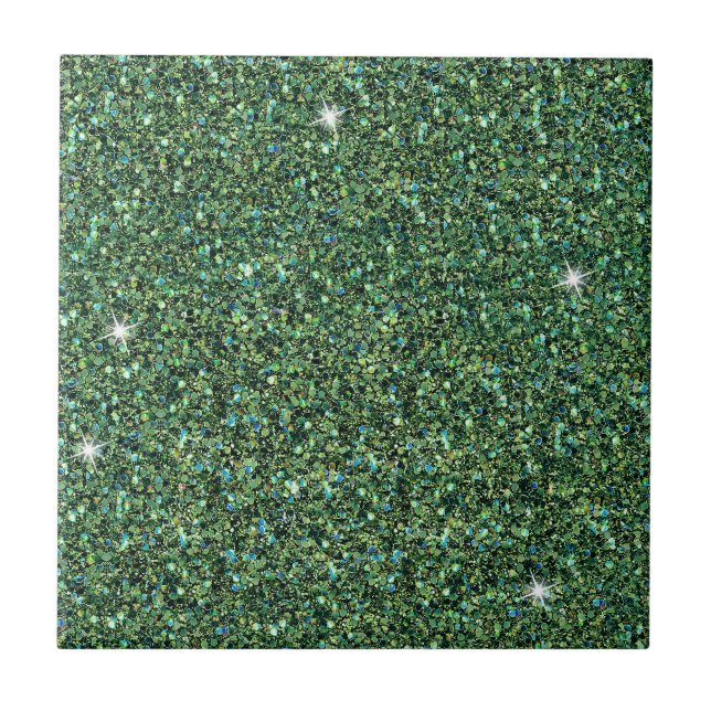 Azulejo De Cerâmica Glitter de Brilho Azul com Glitter Sparkle (Frente)