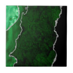 Azulejo De Cerâmica Glitter de Prata Glamorosa Marble Floresta Verde<br><div class="desc">Ágates são pedras que se caracterizam por ter bandas de várias cores que não são muito contrastadas. Este lindo e elegante design em esmeralda ou verde florestal em diferentes tons com cinzas e brilhos prateados tem uma estética mineral como agate.</div>