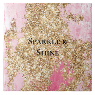 Azulejo De Cerâmica Glitter Dourado Rosa Menino