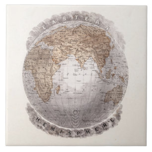 Azulejo De Cerâmica Globo do hemisfério oriental do mapa do mundo dos