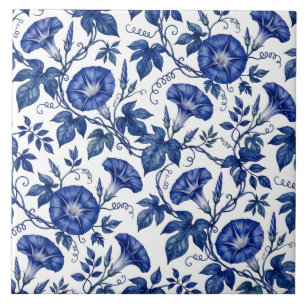 Azulejo De Cerâmica Glórias Matutinas Azul Cobalto Branco Estilo Delft