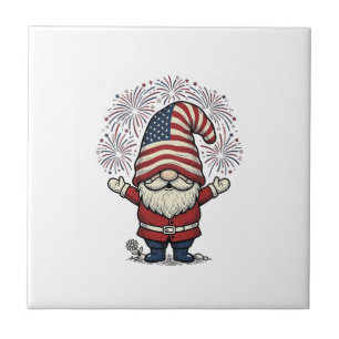 Azulejo De Cerâmica Gnome Patriótico Fogos de Artifício Design Vetoria