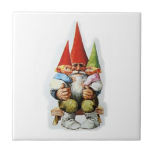 AZULEJO DE CERÂMICA GNOMO DO VOVÔ COM GNOMOS DO BEBÊ
