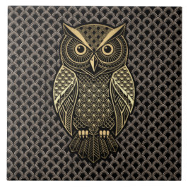 Azulejo De Cerâmica Gold Art Deco Owl