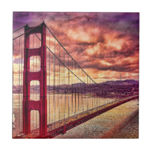 Azulejo De Cerâmica Golden gate bridge em San Francisco, Califórnia