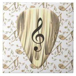 Azulejo De Cerâmica Golden Music Pick – Treble Clef Art