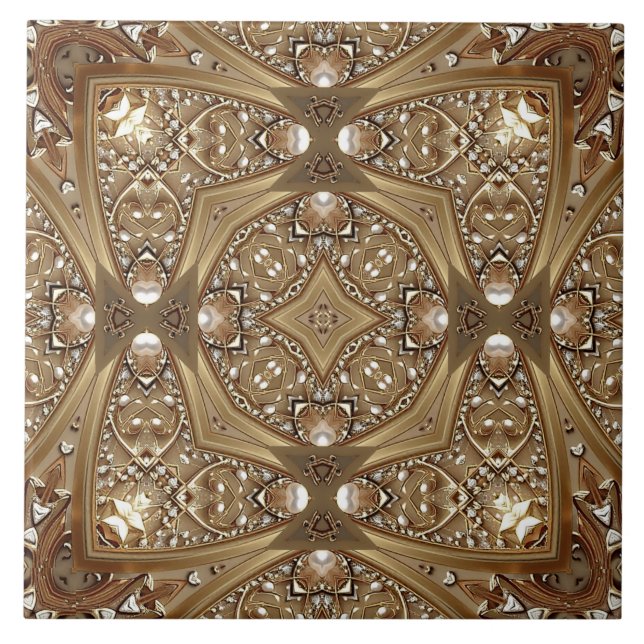 Azulejo De Cerâmica Golden Ornate Ceramic Tile (Frente)