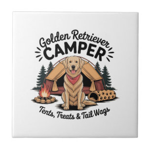 Azulejo De Cerâmica Golden Retriever Camper� Tendas, Guloseimas & Bala