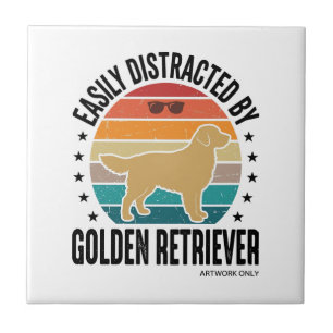 Azulejo De Cerâmica Golden Retriever Facilmente Distraído Desenho de C