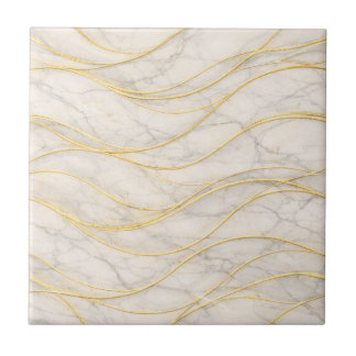 Azulejo De Cerâmica Golden Serenity Marble Waves – Luxury Seamless
