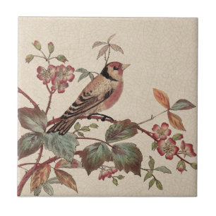 Azulejo De Cerâmica Goldfinch Polychrome Staffordshire Repro Antique