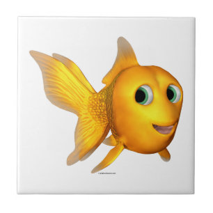 Azulejo De Cerâmica Goldie the Toon Goldfish