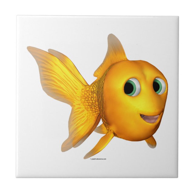 Azulejo De Cerâmica Goldie the Toon Goldfish (Frente)