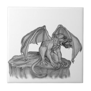 Azulejo De Cerâmica GOLEM - Gargoyle Design preto-e-branco