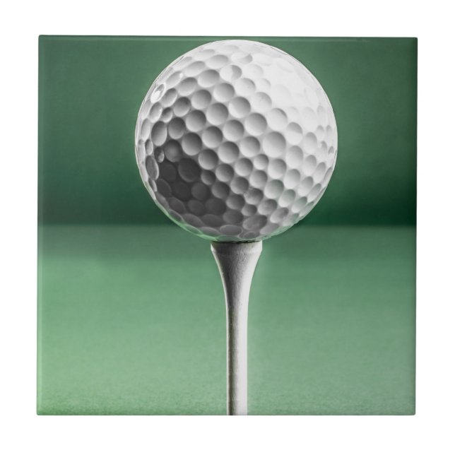 Azulejo De Cerâmica Golf Ball em Tee (Frente)