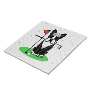 Azulejo De Cerâmica Golf Boston Terrier Dog (black) Cute