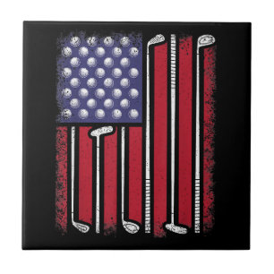 Azulejo De Cerâmica Golfe Engraçado Bandeira Americana Golf Player Vin