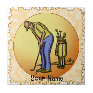 Azulejo De Cerâmica Golfer Sun Man