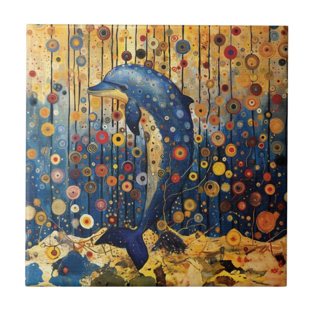 Azulejo De Cerâmica Golfinho Azul (Frente)
