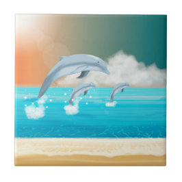 Azulejo De Cerâmica golfinho saltando no oceano