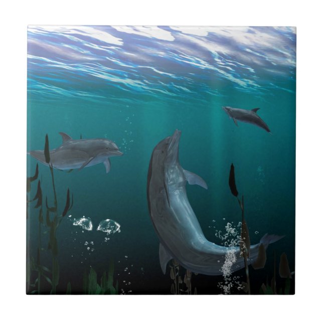 Azulejo De Cerâmica golfinhos (Frente)