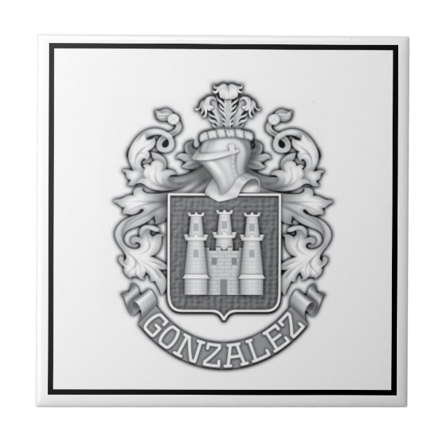 Azulejo De Cerâmica Gonzalez Family Crest (Frente)