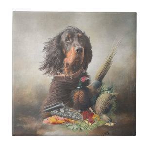 Azulejo De Cerâmica Gordon setter com faisões, Art