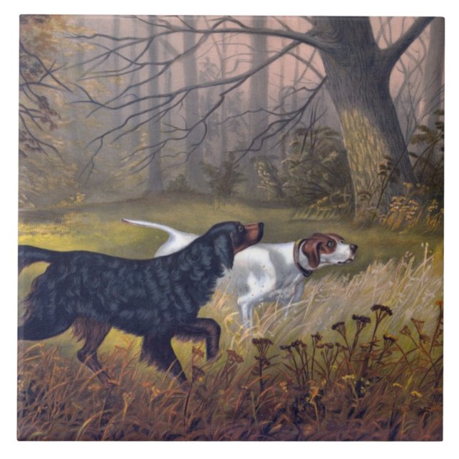Azulejo De Cerâmica Gordon Setter em Point (Frente)
