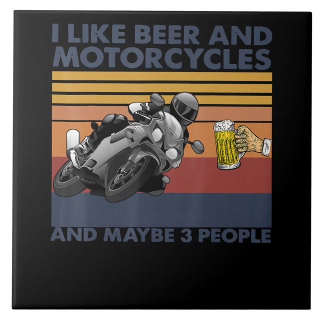 Azulejo De Cerâmica Gosto De Cerveja E Motociclos - Presente De Motoci (Frente)