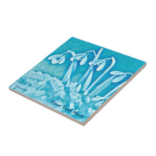 Azulejo De Cerâmica Gotas de Neve Azul Estilizadas