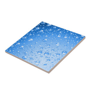 Azulejo De Cerâmica Gotas metálicas da chuva dos azul-céu