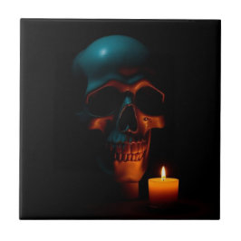 Azulejo De Cerâmica Gothic Skull Candle Halloween Ceramic Tile