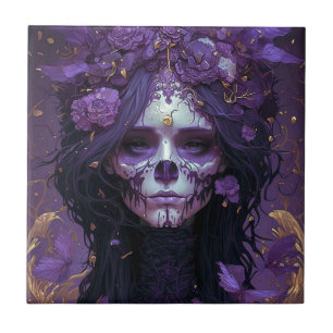 Azulejo De Cerâmica Gótico Skull Woman Dark Fantasy Art