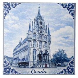 Azulejo De Cerâmica Gouda town hall Delft Blue style ceramic tile