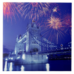 Azulejo De Cerâmica Grã-Bretanha, Londres. Fogos de artifício sobre a
