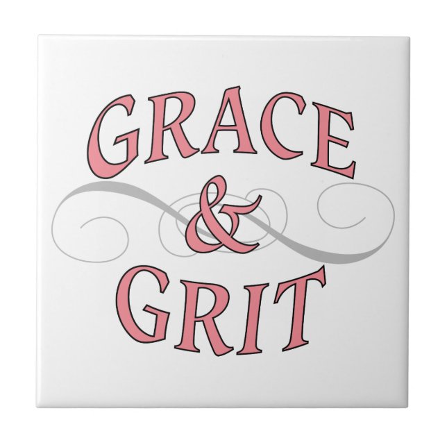 Azulejo De Cerâmica Grace & Grit em rosa e Cinza (Frente)