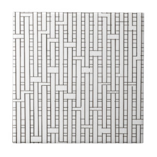 Azulejo De Cerâmica Grade Industrial-Preto E Branco Moderno Geométrico