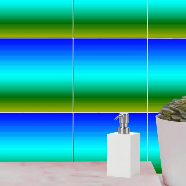 Azulejo De Cerâmica Gradiente Azul e Verde do Mar e do Céu (Sea and Sky Blue and Green Gradient Tile)