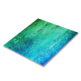 Azulejo De Cerâmica Gradiente azul-esverdeado de vidro oceânico