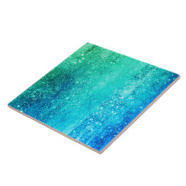 Azulejo De Cerâmica Gradiente azul-esverdeado do oceano glam nr2