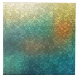 Azulejo De Cerâmica Gradiente círculos verdes amarelos padrão geomé