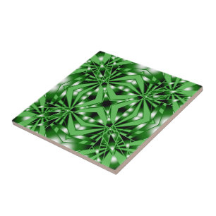 Azulejo De Cerâmica Gradiente de Cor Verde Preenchido Desenho em Persp