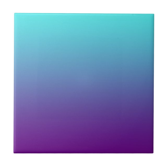 Azulejo De Cerâmica Gradiente de Fundo Simples Turquesa Azul Roxo (Frente)