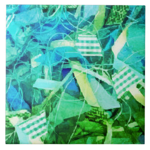 Azulejo De Cerâmica Gradiente Náutico Abstrato Azul Verde Turquesa Lis